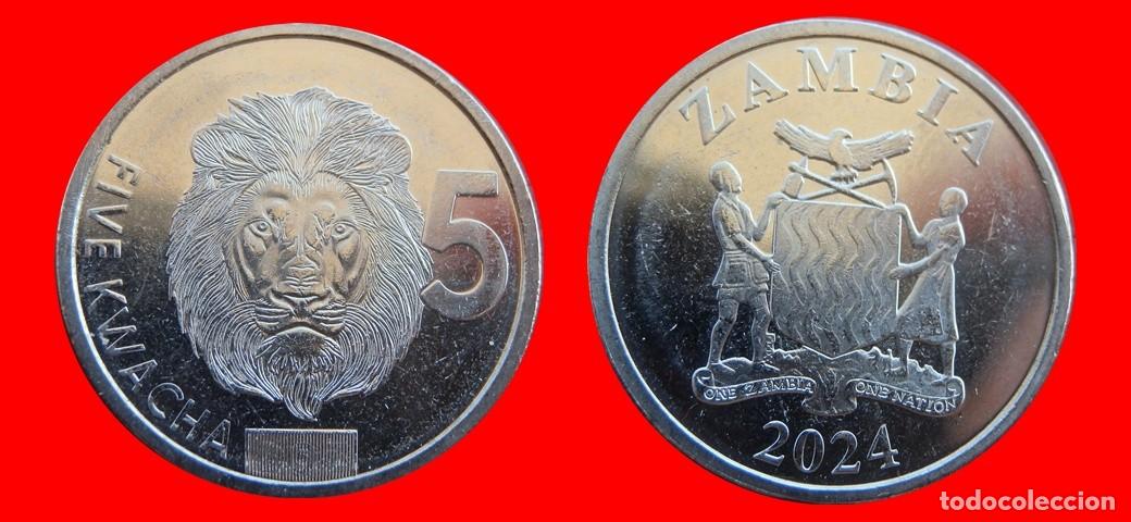 Monedas antiguas de &Aacute;frica: 5 KWACHA 2024 SIN CIRCULAR ZAMBIA-9905SC