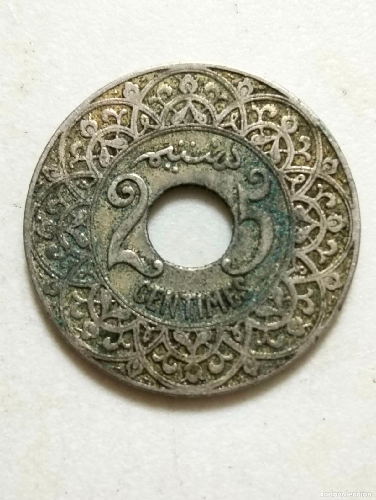 Monedas antiguas de &Aacute;frica: MONEDA DE NIQUEL, 25 CENTIMES, MARRUECOS SULTAN YUSEF , PROTECTORADO FRANCES, 1924
