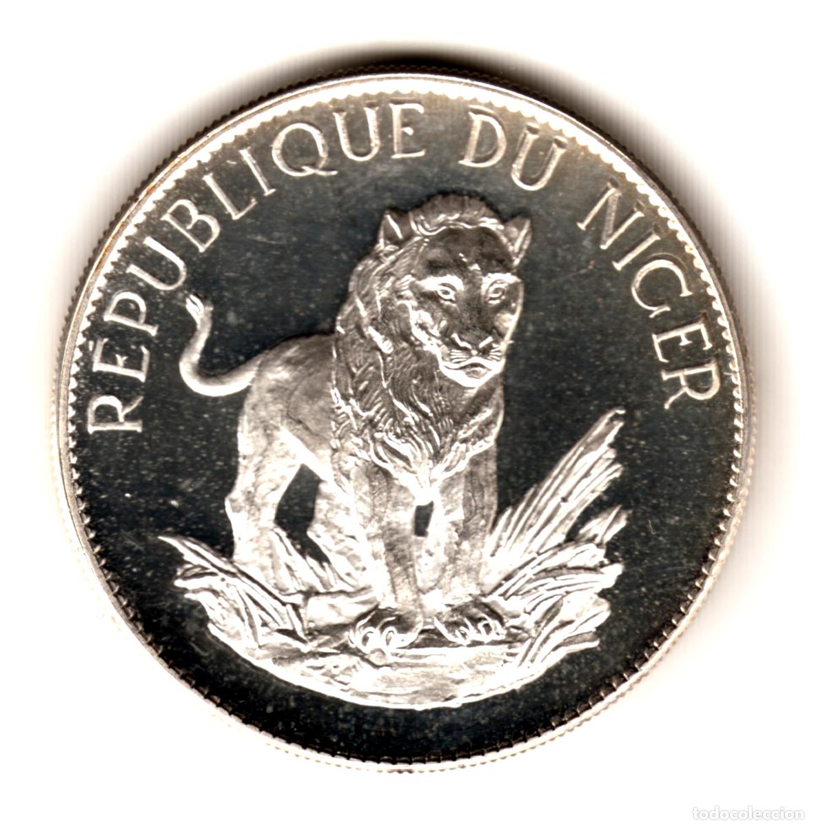 Monedas antiguas de &Aacute;frica: NIGER 10 francs plata 1968 proof LEON