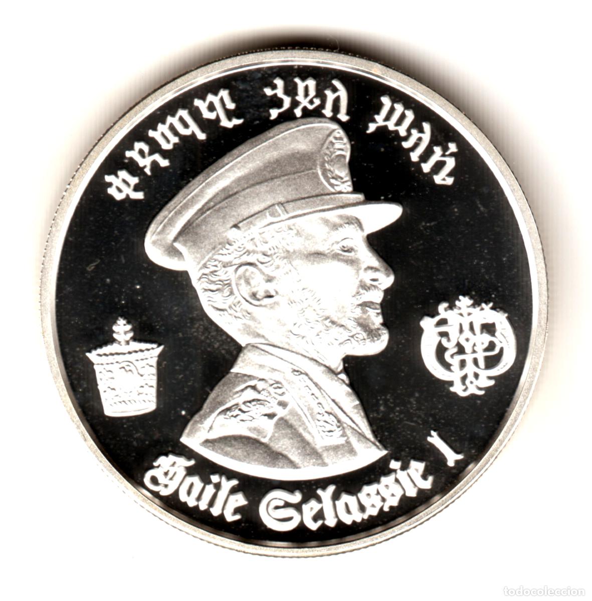 Monedas antiguas de &Aacute;frica: 5 dolares ETIOPIA 1972 plata proof 80 cumplea&ntilde;os de Hail&eacute; Selassi&eacute; I