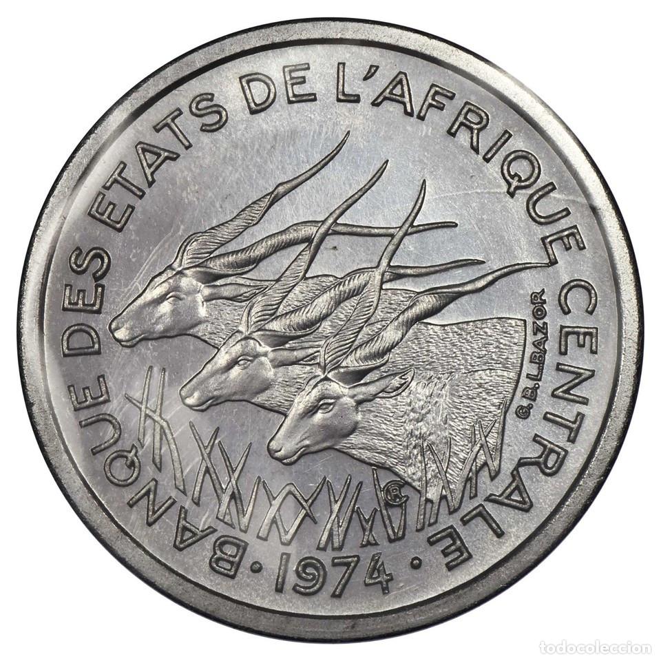 Monedas antiguas de &Aacute;frica: &Aacute;frica Central 1 Franc 1974 PRUEBA Sellada UNC