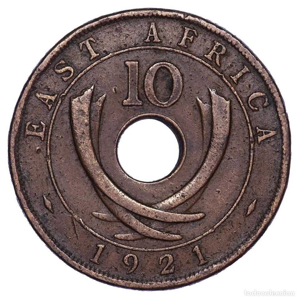Monedas antiguas de &Aacute;frica: Afrique de l'Est 10 cents 1921 Georges V Bronze pi&egrave;ce de monnaie africaine