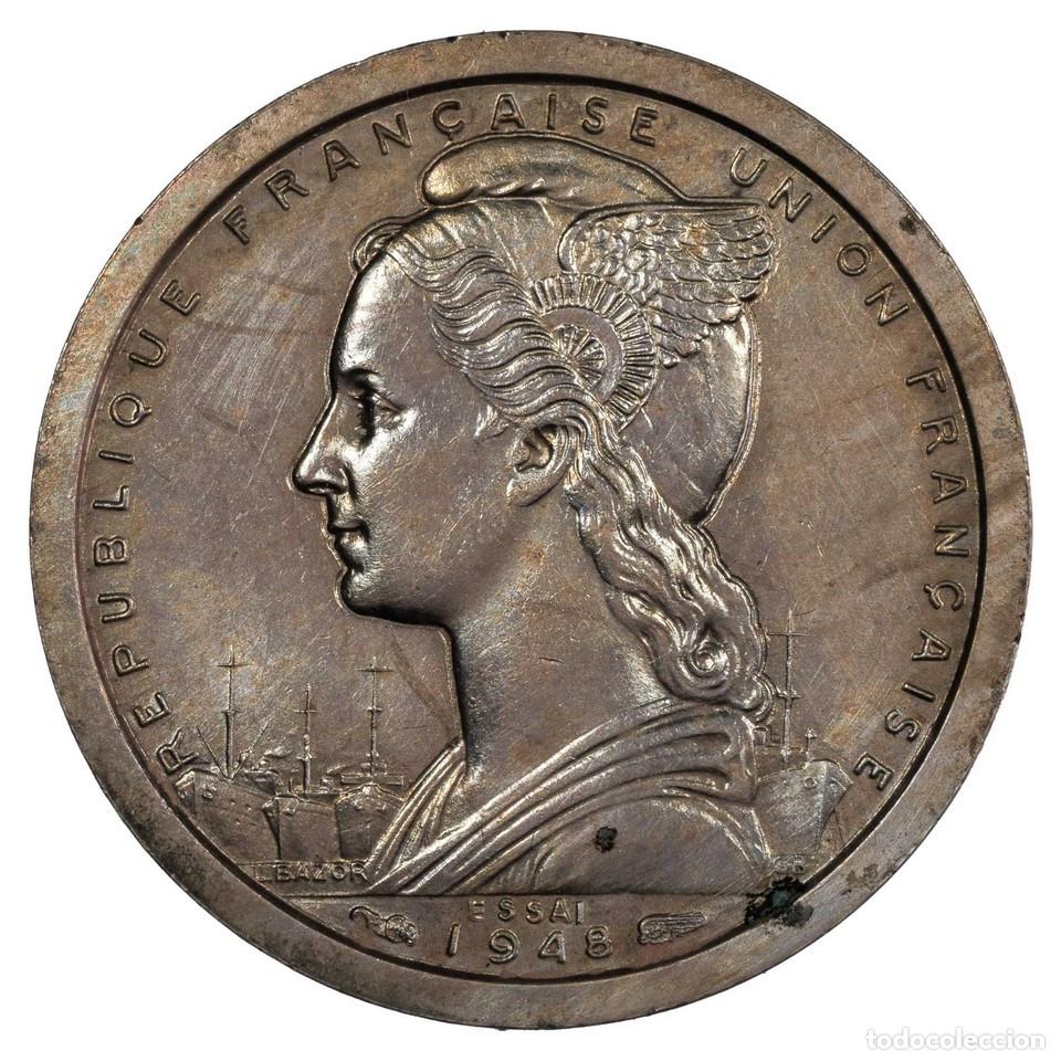 Monedas antiguas de &Aacute;frica: Afrique Occidentale Fran&ccedil;aise 1 franc 1948 ESSAI nickel-bronze