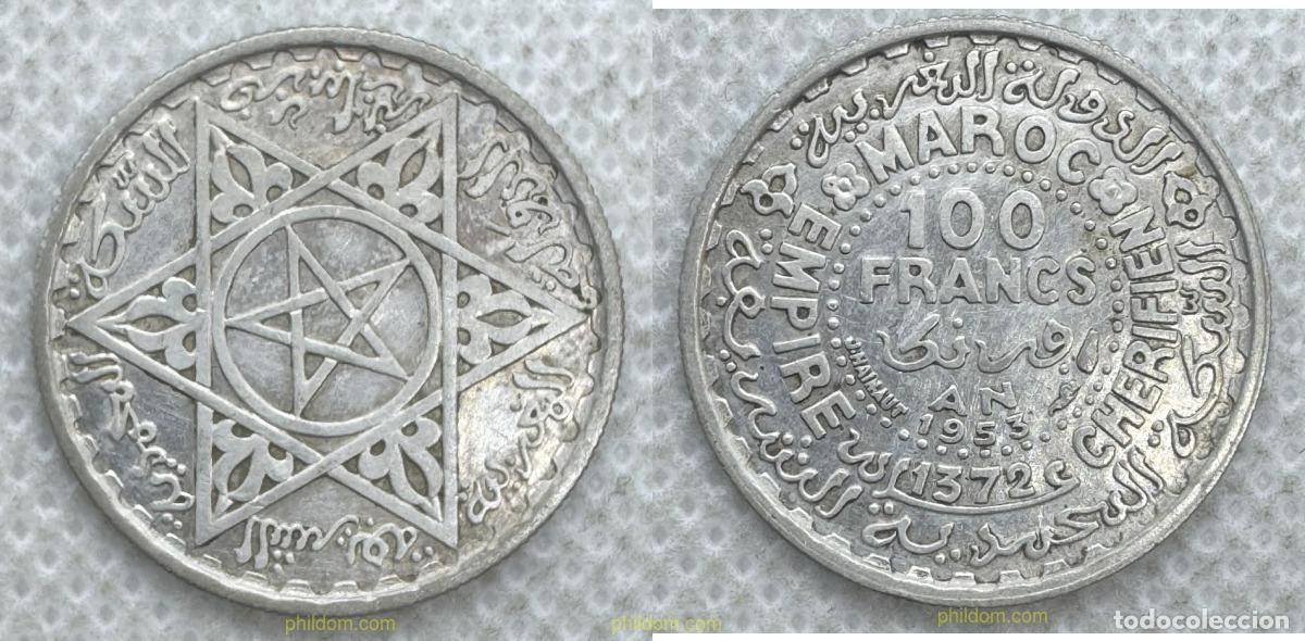 Monedas antiguas de &Aacute;frica: 5490 MARRUECOS 1953 1953 (1372) MOROCCO 100 FRANCS