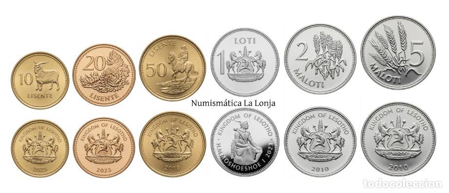 Monete antiche di Africa: Lesoto Set 6 monedas 10 20 50 Lisente 1 Loti 2 5 Maloti 2010-2023 Km 58-66 Sc Unc