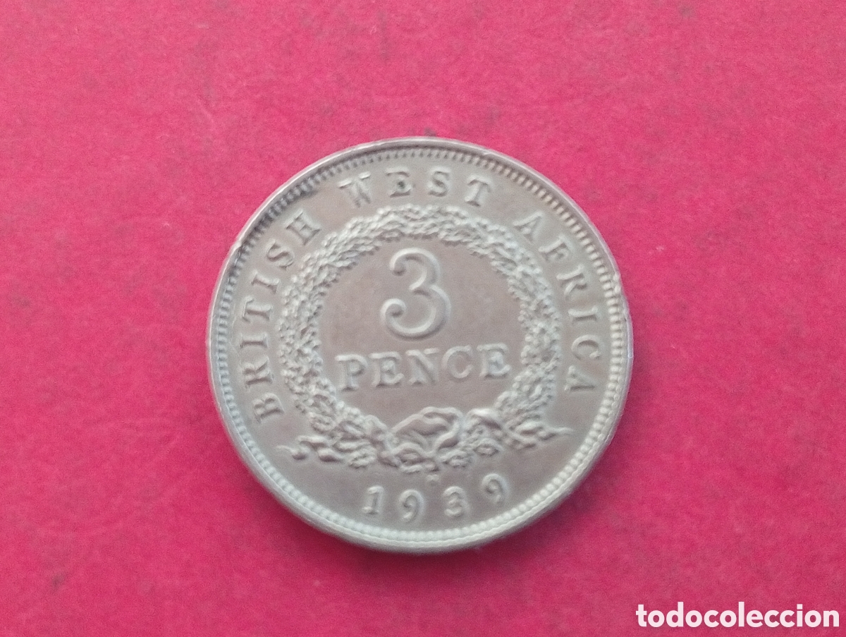 Monedas antiguas de &Aacute;frica: 3 peniques de &Aacute;frica Este Brit&aacute;nica 1939