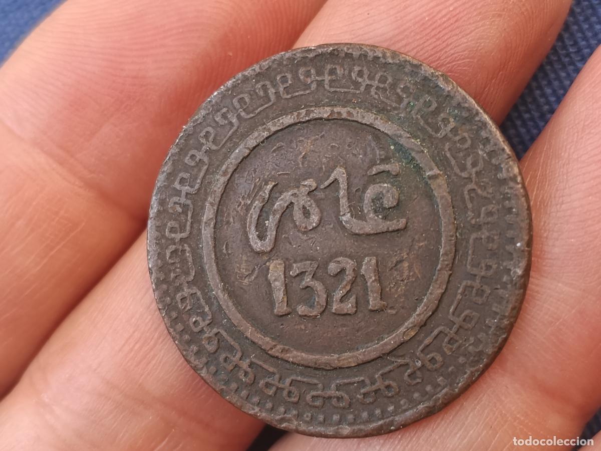 Monedas antiguas de &Aacute;frica: 10 MAZUNAS, MARRUECOS. ABD-AL AZIZ, 1321 (1903)