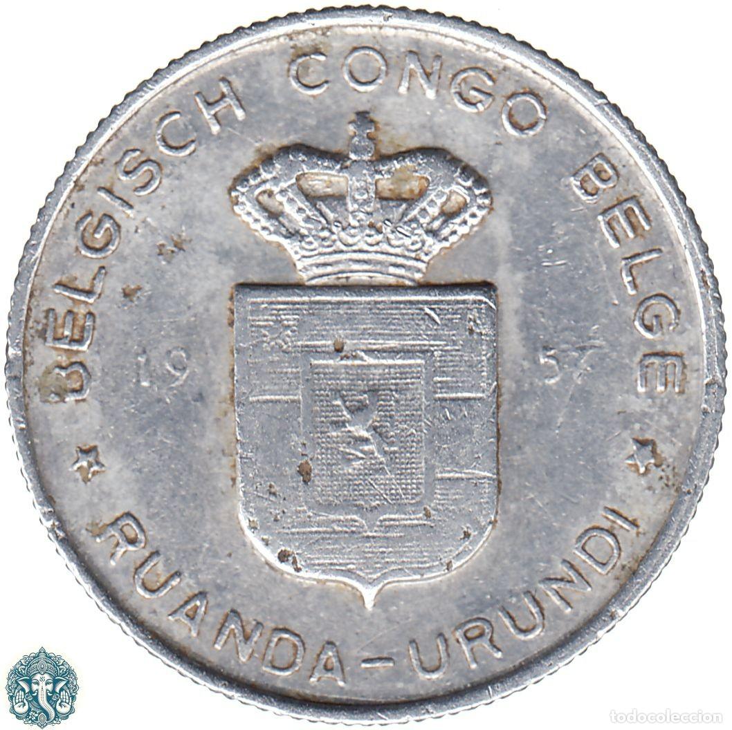Monedas antiguas de &Aacute;frica: CONGO BELGA 1 Franco 1957 KM#4 RUANDA-URUNDI