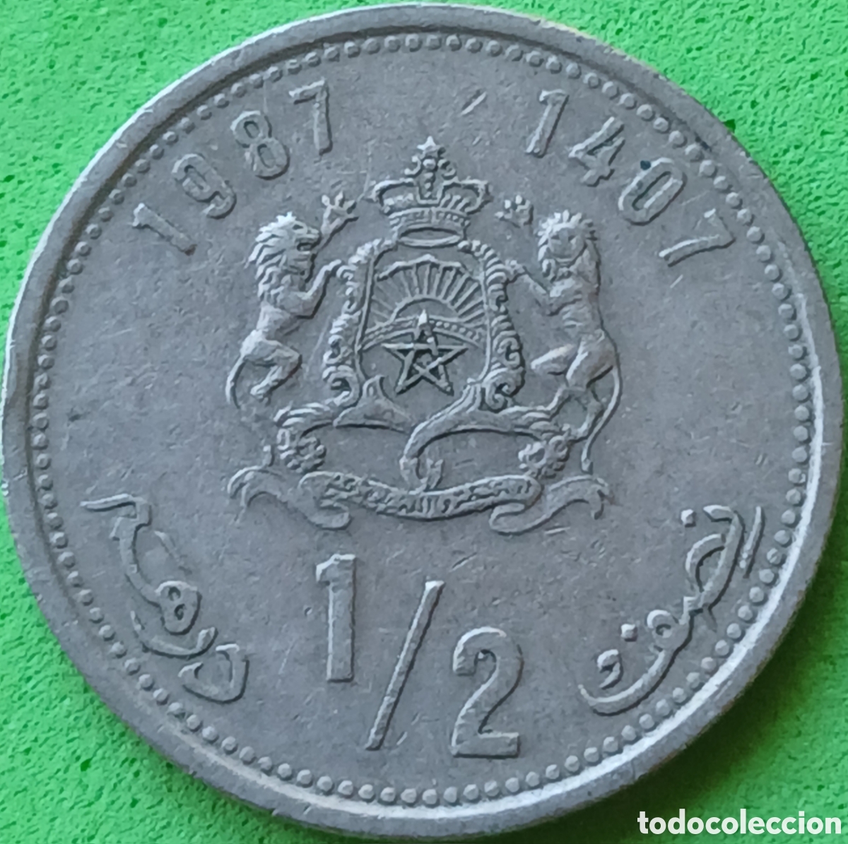 Monedas antiguas de &Aacute;frica: Marruecos &frac12; dirham 1987 Y#87
