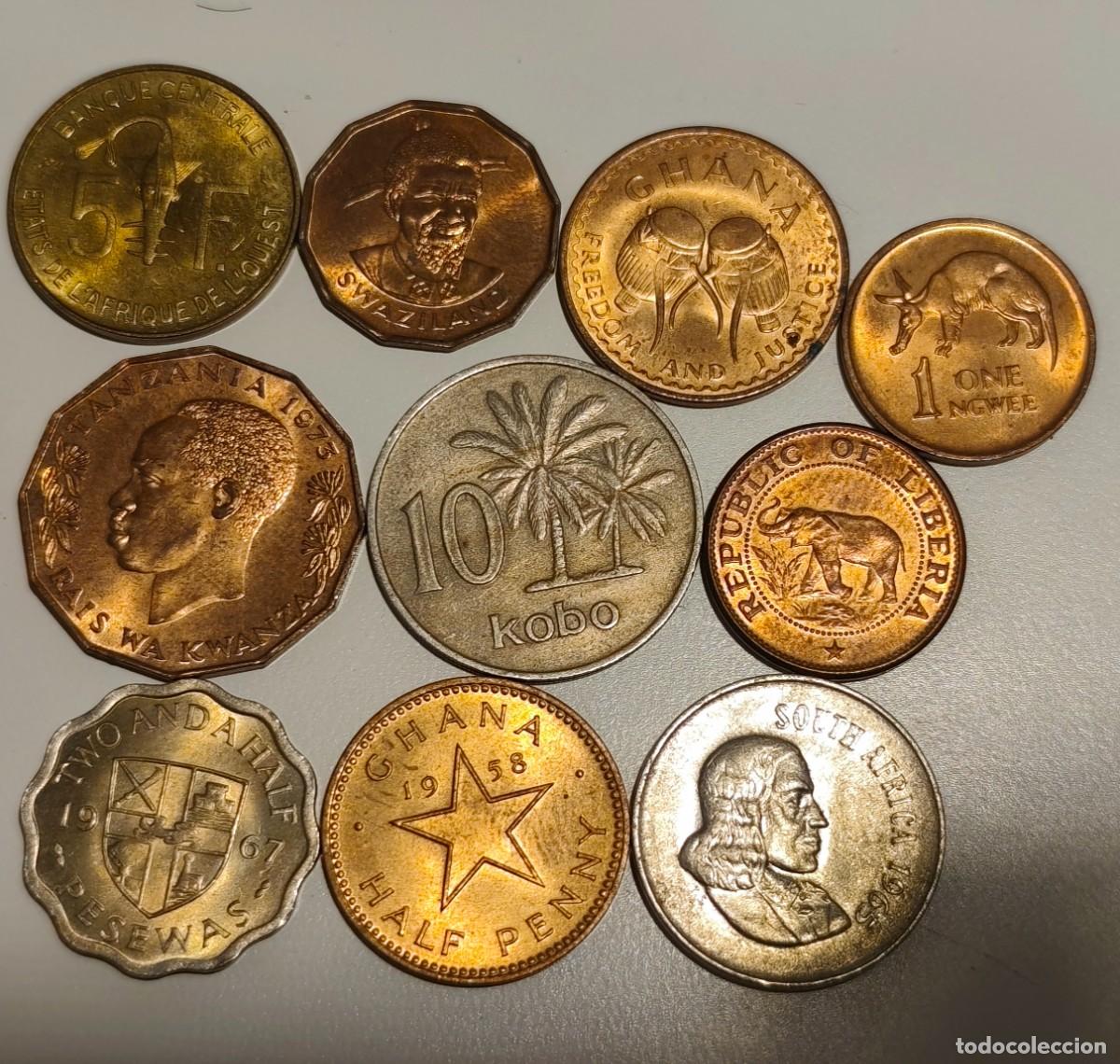 Monedas antiguas de &Aacute;frica: LOTE DE MONEDAS DE ZAMBIA SWAZILANDIA LIBERIA NIGERIA TANZANIA GHANA HALF PESEWA - VER FOTOS AD.