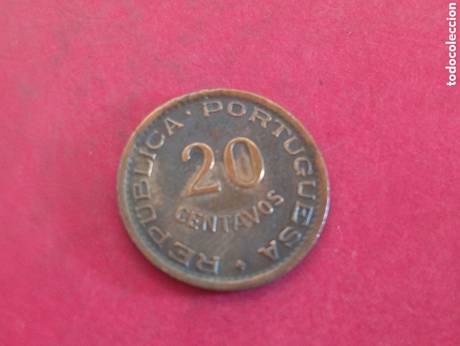 Monedas antiguas de &Aacute;frica: 20 centavos de Angola 1948 - Foto 2