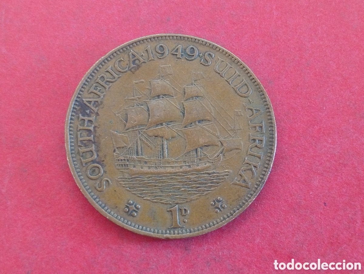 Monedas antiguas de &Aacute;frica: 1 penique de Sud&aacute;frica 1949