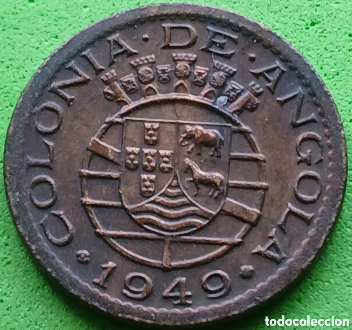 Monedas antiguas de &Aacute;frica: Angola 10 centavos 1949 km#70 Guerra de Restauraci&oacute;n de 1648