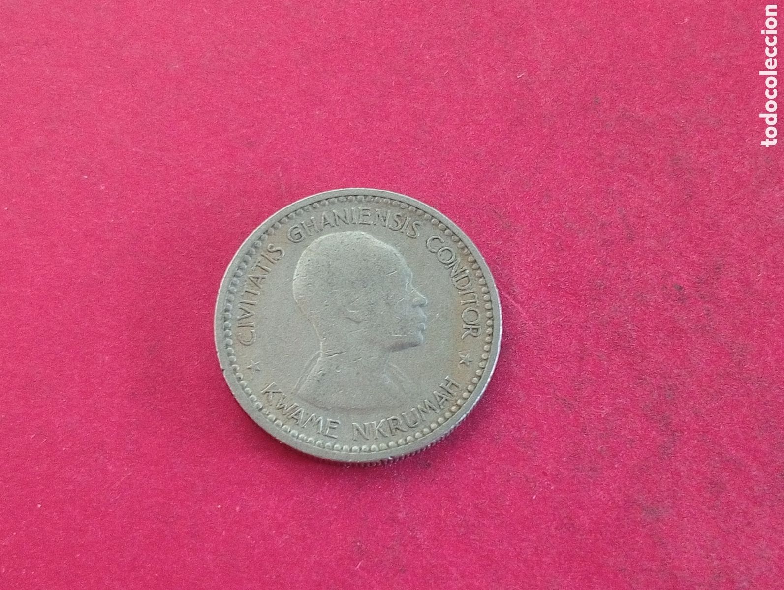 Monedas antiguas de &Aacute;frica: 1 chel&iacute;n de Ghana 1958