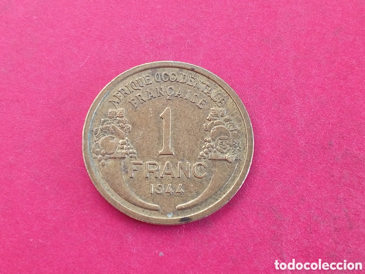 Monedas antiguas de &Aacute;frica: 1 franco de &Aacute;frica Occidental francesa 1944