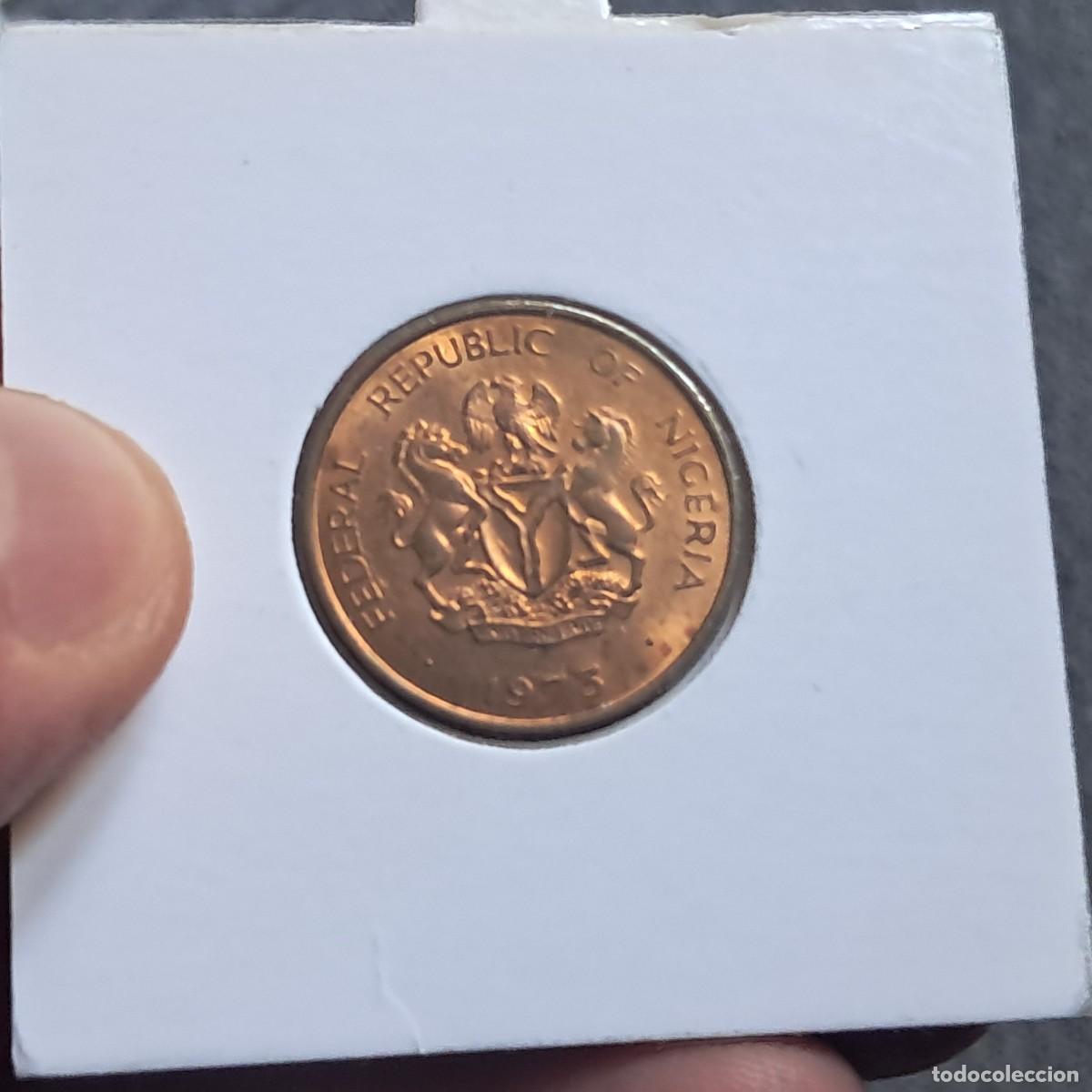 Monedas antiguas de &Aacute;frica: MONEDA DE NIGERIA &frac12; KOBO 1973 VF, KM# 7, Sch&ouml;n# 38, N# 6545.