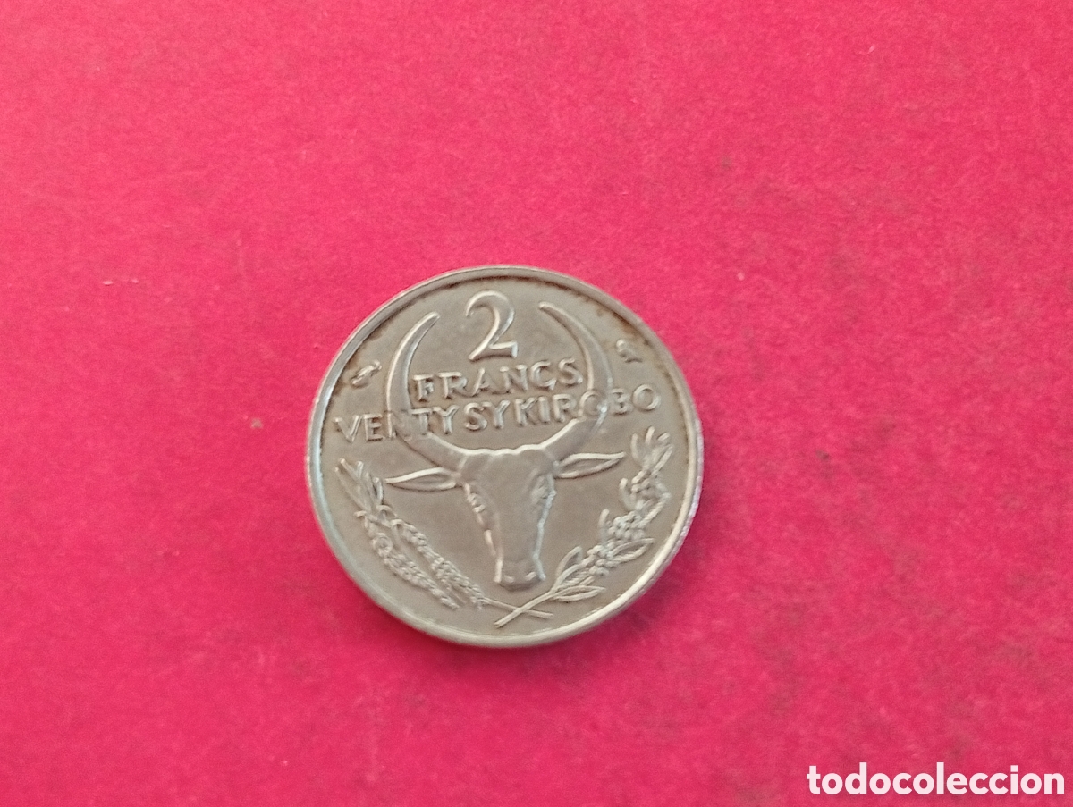 Monedas antiguas de &Aacute;frica: 2 francos de Madagascar 1965