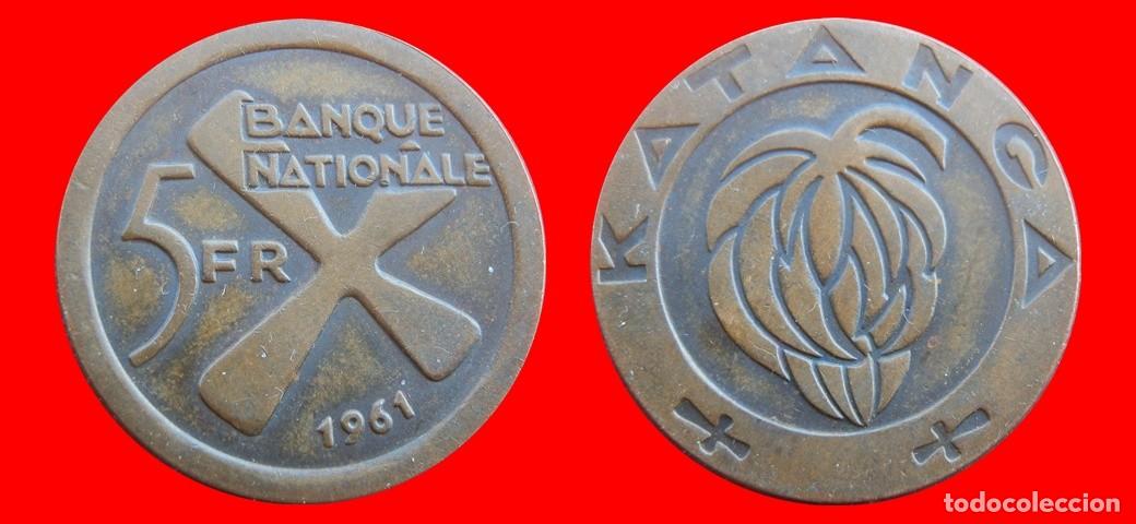 Monedas antiguas de &Aacute;frica: 5 FRANCOS 1961 KATANGA-155800