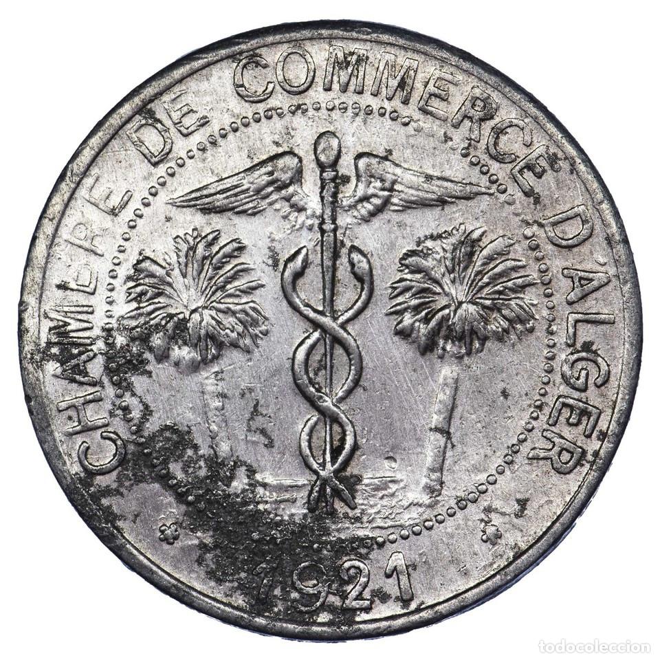 Monedas antiguas de &Aacute;frica: Alg&eacute;rie jeton de n&eacute;cessit&eacute; 10 centimes 1921 Chambre de Commerce Alger Aluminium
