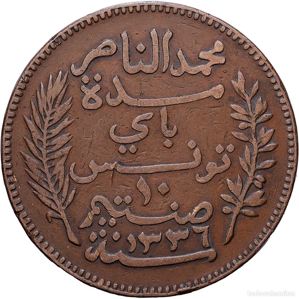 Monedas antiguas de &Aacute;frica: [#1552400] T&uacute;nez, Muhammad al-Nasir Bey, 10 Centimes, 1917/AH1335, Paris, Bronce, MBC+