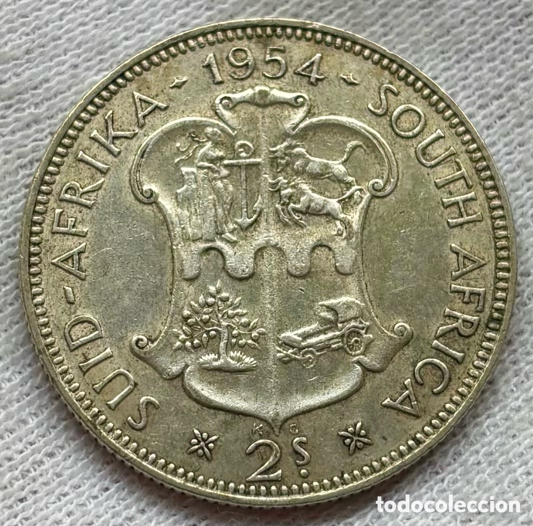Monedas antiguas de &Aacute;frica: Moneda PLATA SUD&Aacute;FRICA 2 Chelines 1954. Shillings