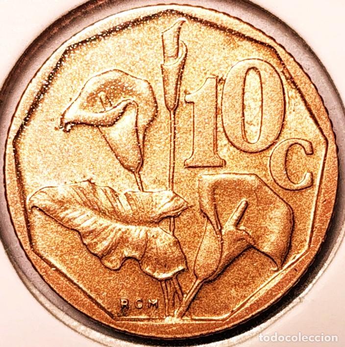 Monedas antiguas de &Aacute;frica: SUDAFRICA (1961-) - 10 CENTAVOS 1994 - REPUBLICA - FLORES - A - 2 GR. ACERO BRONCEADO