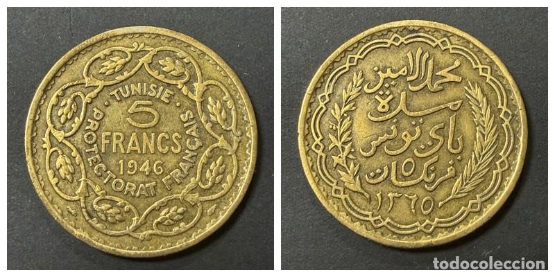 Monedas antiguas de &Aacute;frica: MONEDA. TUNEZ. 5 FRANCOS. 1946. ESCASA. VER FOTOS