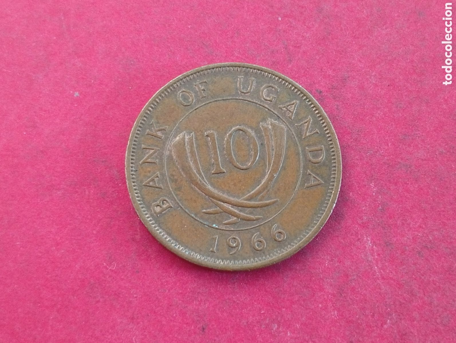 Monedas antiguas de &Aacute;frica: 10 cents de Uganda 1966