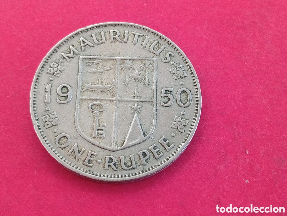 Monedas antiguas de &Aacute;frica: 1 rupia de Mauricio 1950