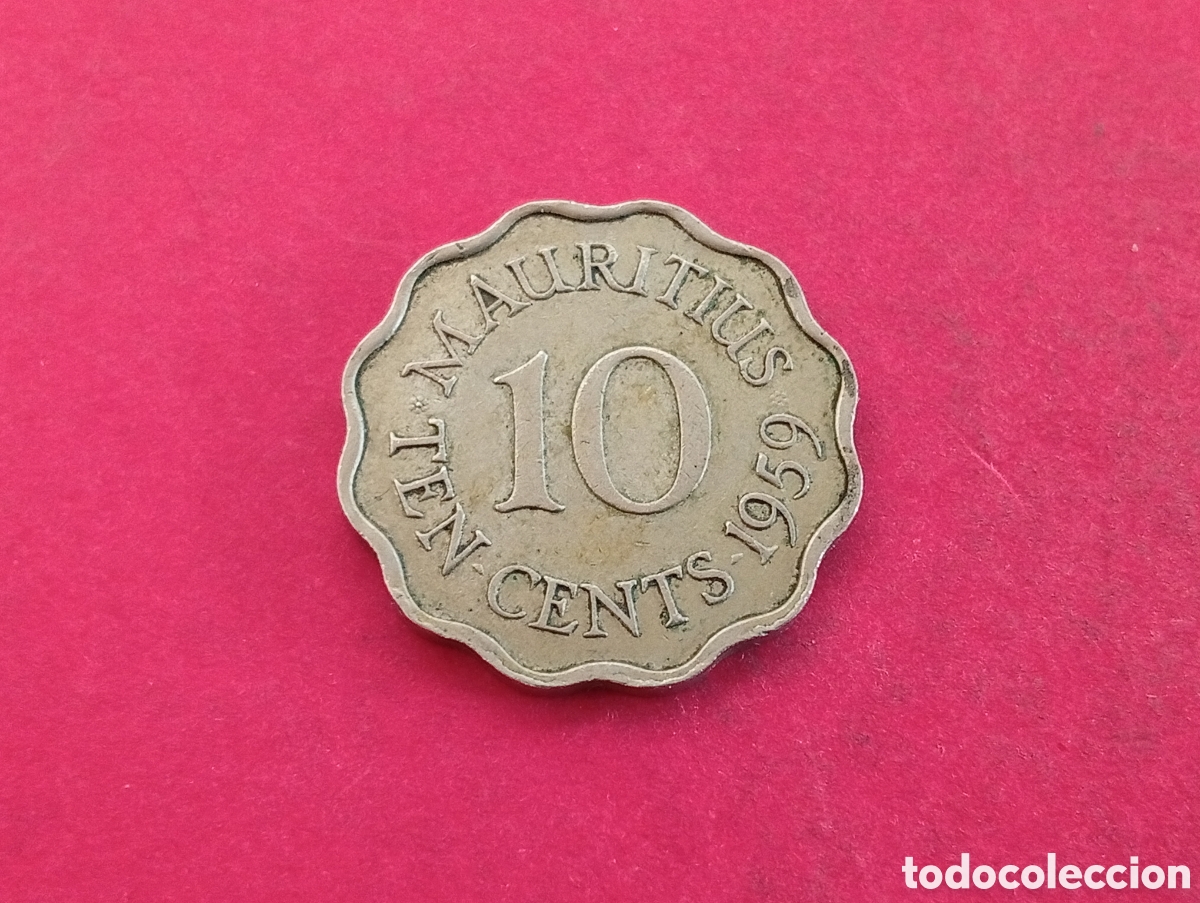 Monedas antiguas de &Aacute;frica: 10 cents de Mauricio 1959