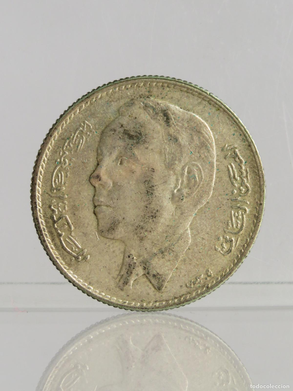 Monedas antiguas de &Aacute;frica: Moneda Marruecos 5 dirham Hassan II 1965 plata