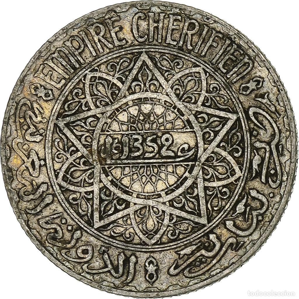 Monedas antiguas de &Aacute;frica: [#1213189] Marruecos, Mohammed V, 5 Francs, AH 1352/1933, Paris, Plata, MBC