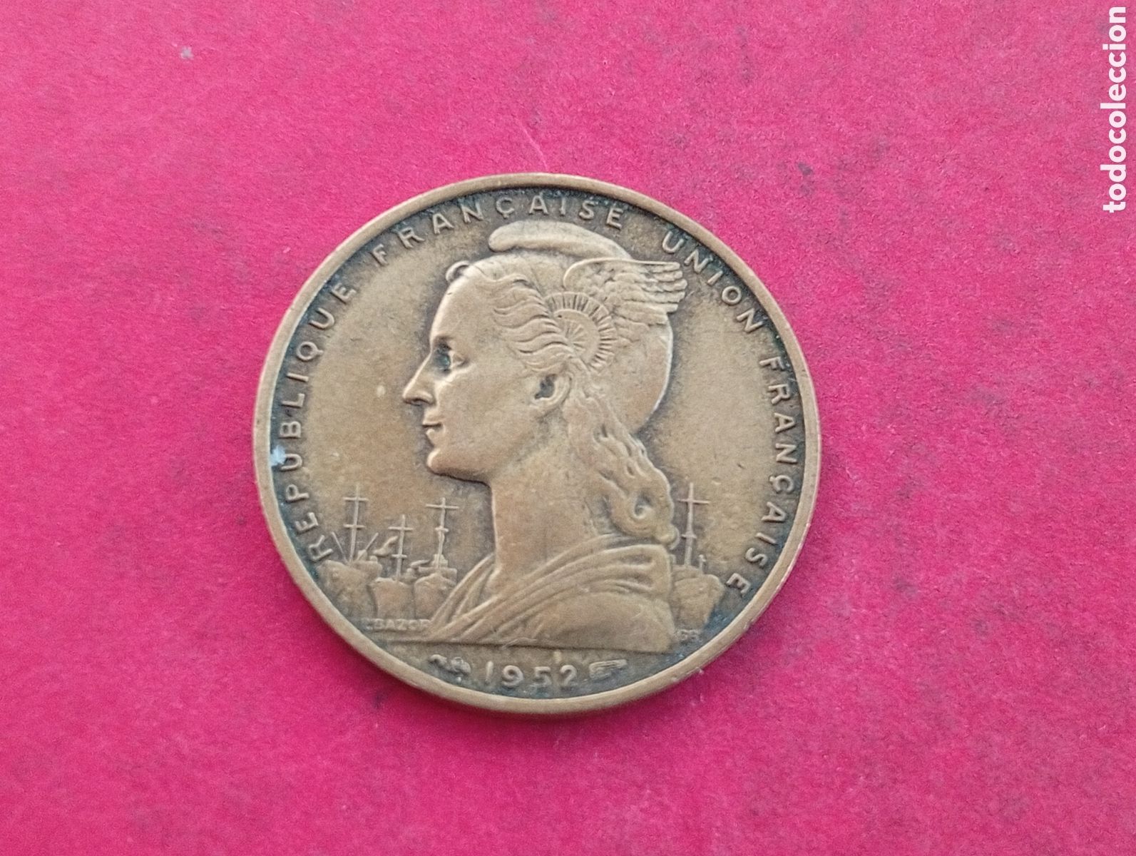 Monedas antiguas de &Aacute;frica: 20 francos de Somalia francesa 1952