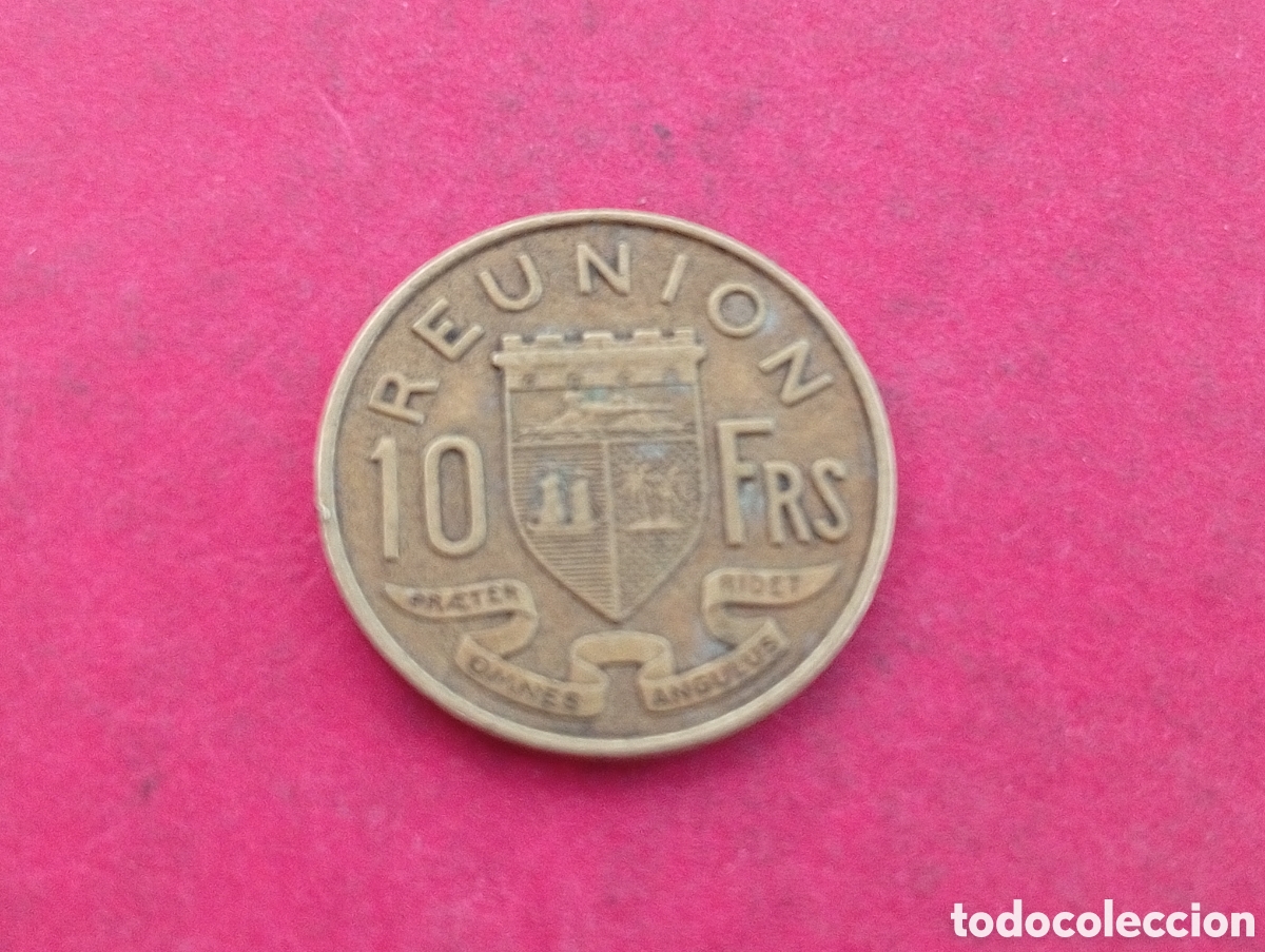 Monedas antiguas de &Aacute;frica: 10 francos de Reuni&oacute;n 1964