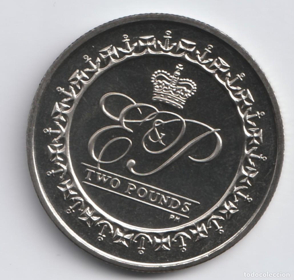 Monedas antiguas de &Aacute;frica: Territorio Brit&aacute;nico del Oc&eacute;ano &Iacute;ndico 2 libras, Reina Isabel II y Pr&iacute;ncipe Felipe 2011 KM# 5