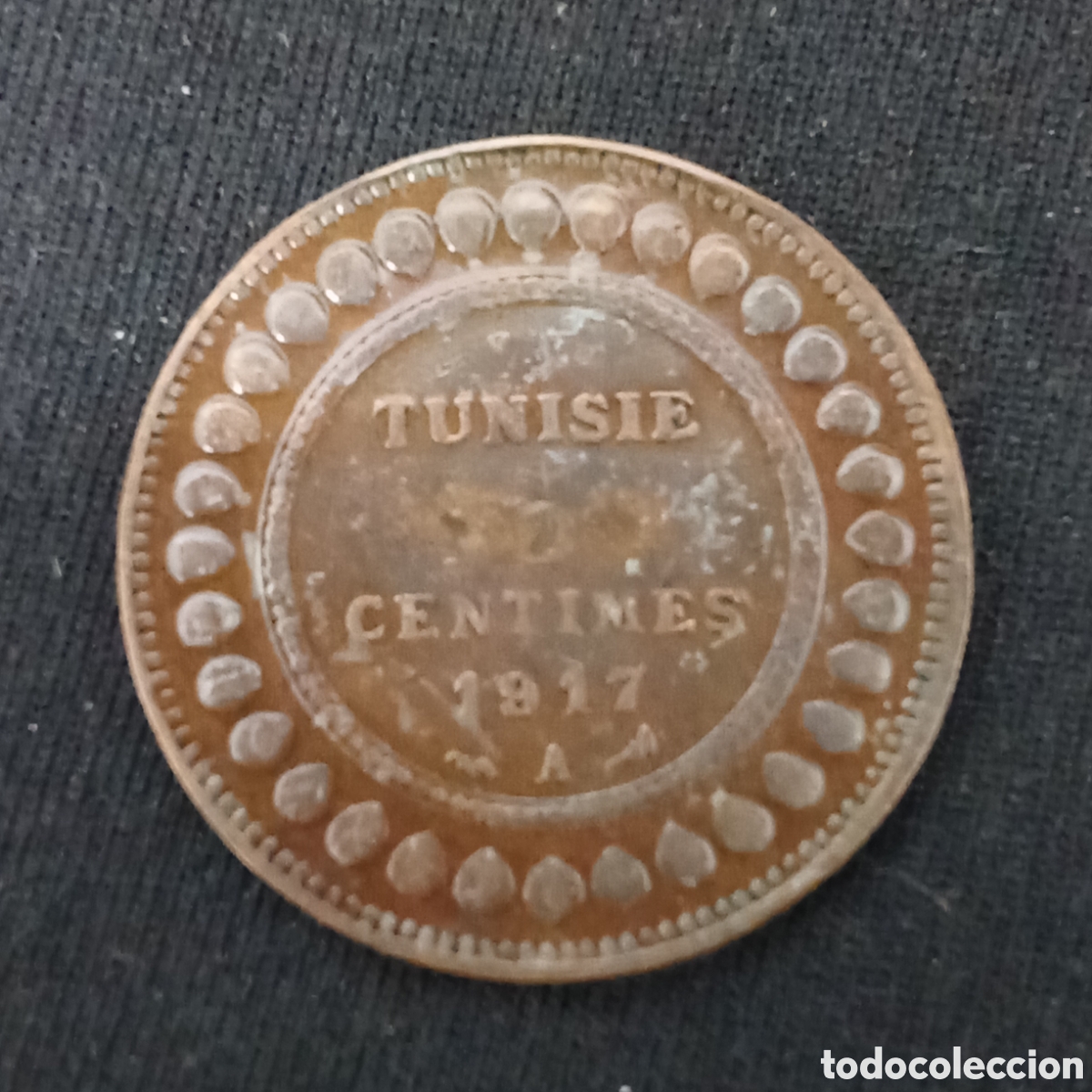 Monedas antiguas de &Aacute;frica: 10 c&eacute;ntimos de T&uacute;nez de 1917