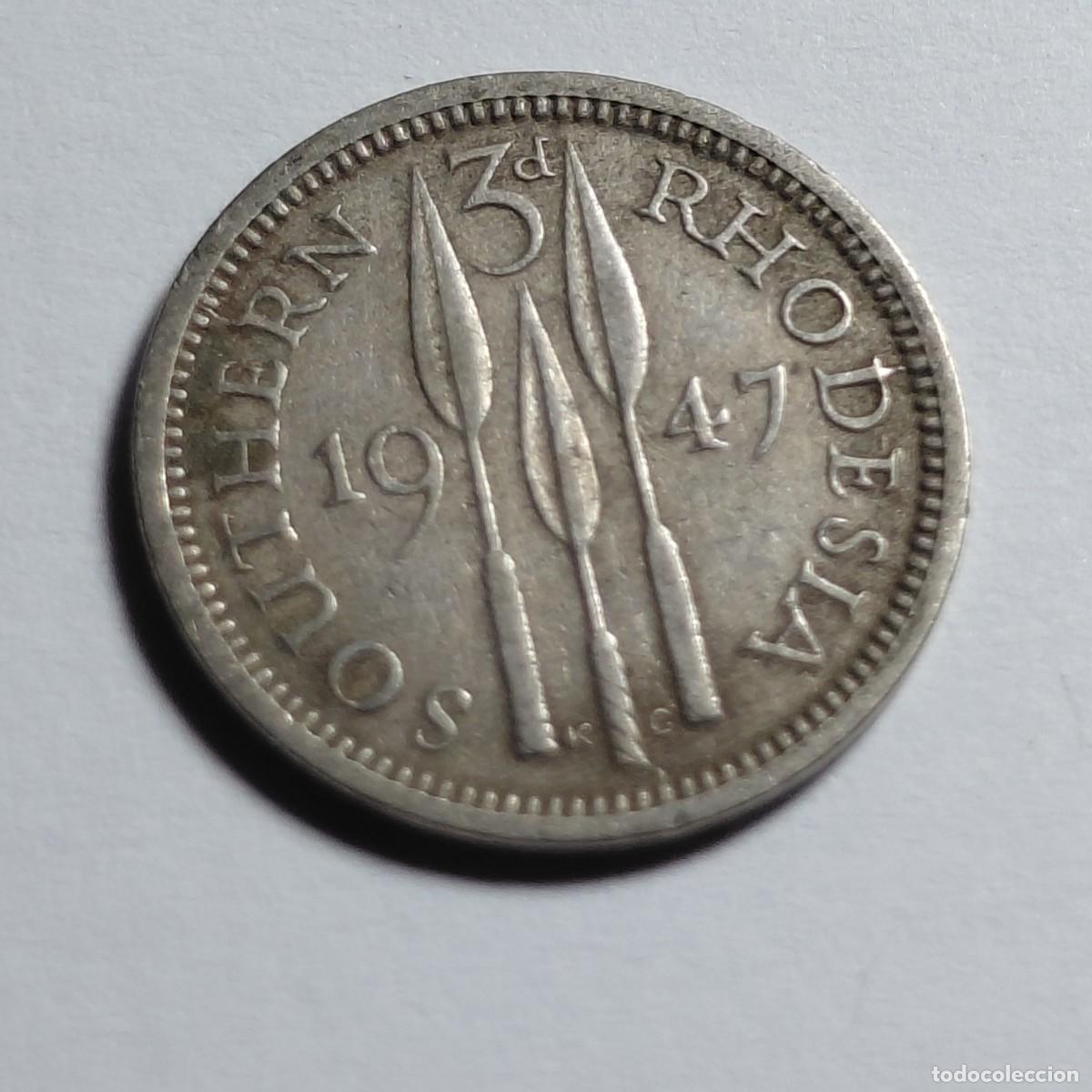 Monedas antiguas de &Aacute;frica: RODESIA DEL SUR - 3 pence 1947 KM16b