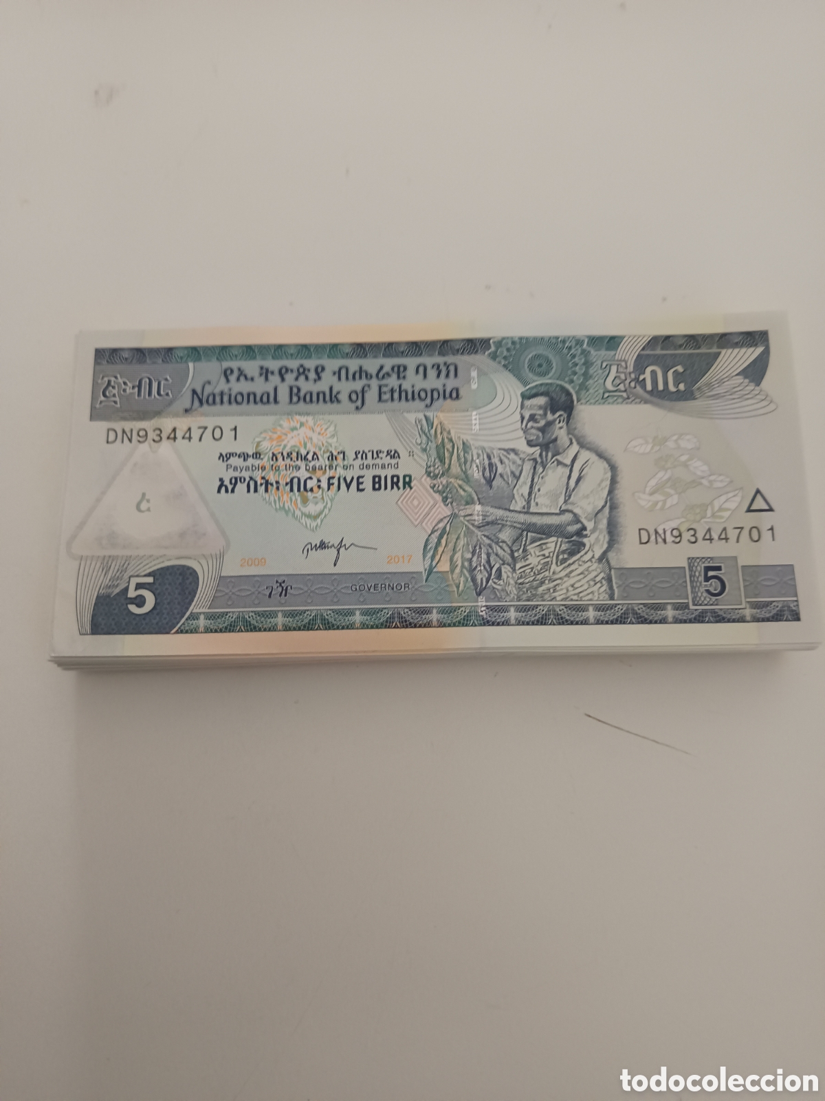 Monedas antiguas de &Aacute;frica: Lote de 100 Billetes Correlativos Etiop&iacute;a. Sin Circular