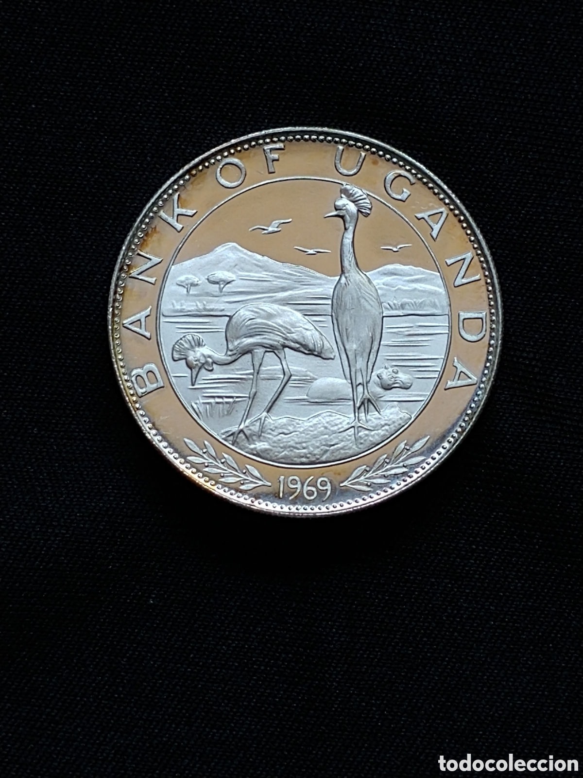 Monedas antiguas de &Aacute;frica: Uganda, 5 Shillings 1969, plata .1000 mls., Proof, S/C, &iexcl;escasa!