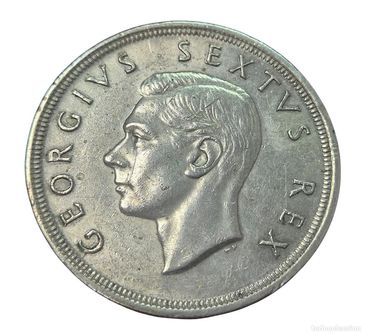Monedas antiguas de &Aacute;frica: SUDAFRICA JORGE VI 5 CHELINES (SHILLINGS) PLATA 1949