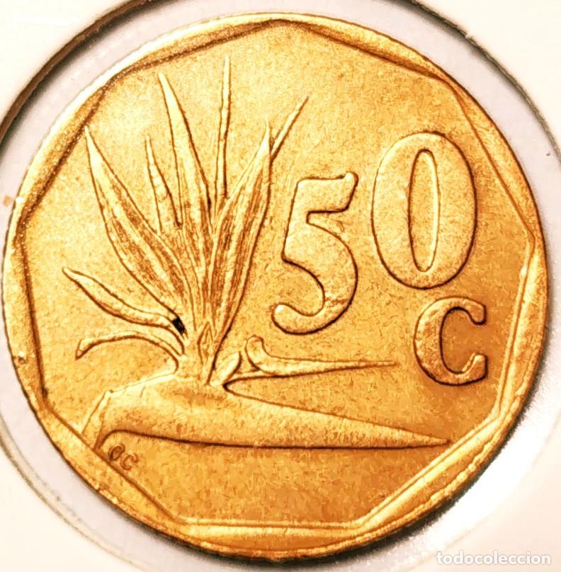 Monedas antiguas de &Aacute;frica: SUDAFRICA (1961-) - 50 CENTAVOS 1992 - REPUBLICA - FLORES - A - 5 GR. ACERO BRONCEADO - DIAMETRO 22