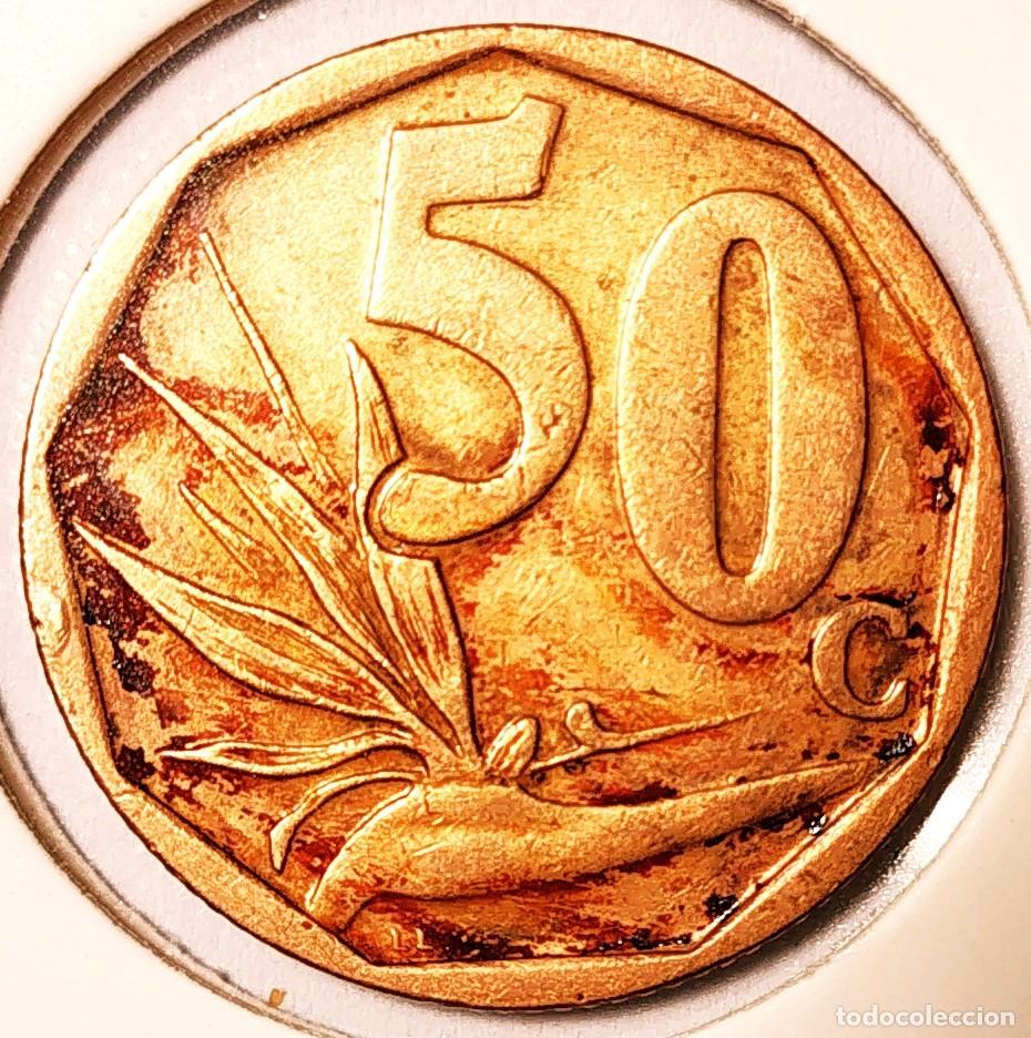 Monedas antiguas de &Aacute;frica: SUDAFRICA (1961-) - 50 CENTAVOS 2003 - REPUBLICA - FLORES - A - 5 GR. ACERO BRONCEADO - DIAMETRO 22