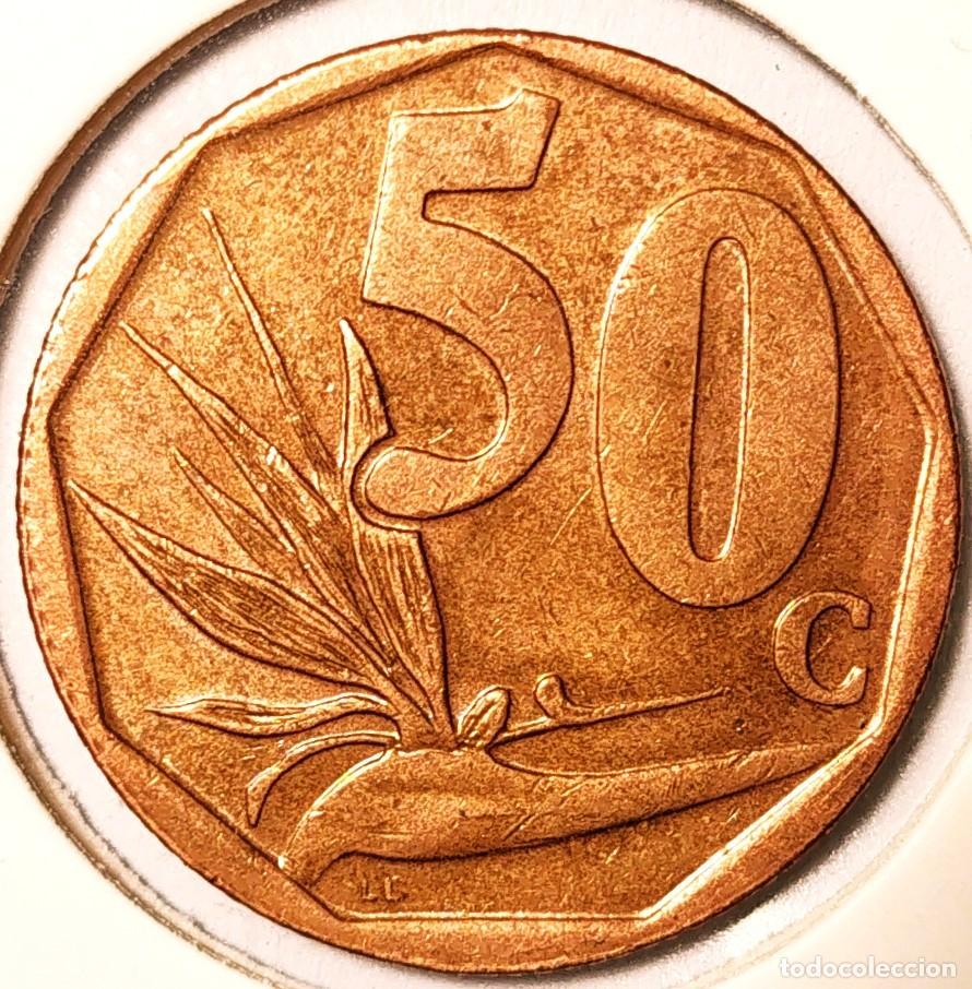 Monedas antiguas de &Aacute;frica: SUDAFRICA (1961-) - 50 CENTAVOS 2004 - REPUBLICA - FLORES - A - 5 GR. ACERO BRONCEADO - DIAMETRO 22