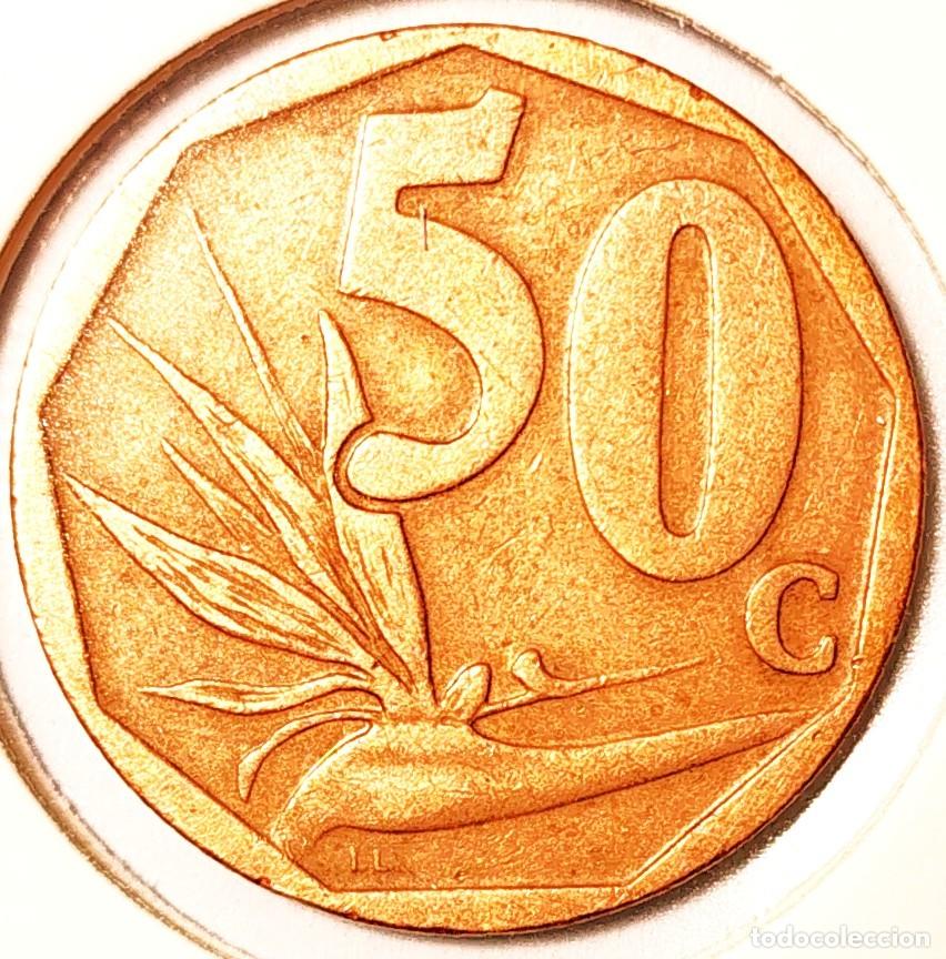 Monedas antiguas de &Aacute;frica: SUDAFRICA (1961-) - 50 CENTAVOS 2008 - REPUBLICA - FLORES - A - 5 GR. ACERO BRONCEADO - DIAMETRO 22