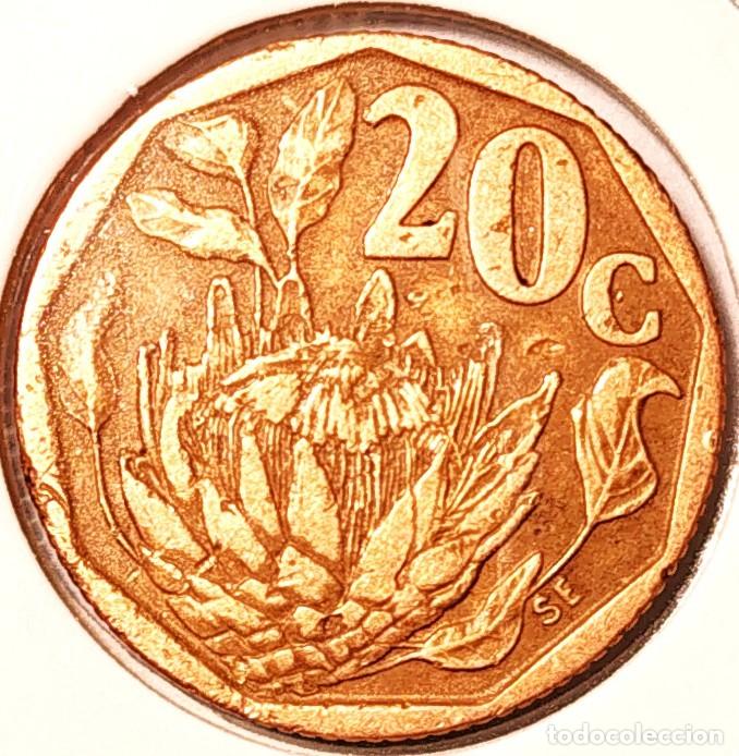 Monedas antiguas de &Aacute;frica: SUDAFRICA (1961-) - 20 CENTAVOS 1993 - REPUBLICA - FLORES - A - 3,50 GR. ACERO BRONCEADO