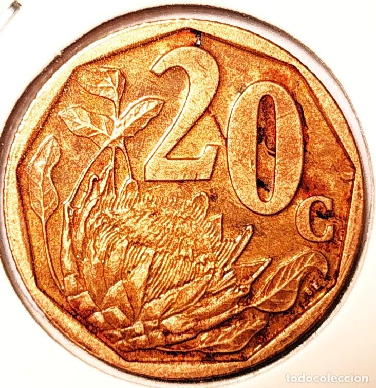 Monedas antiguas de &Aacute;frica: SUDAFRICA (1961-) - 20 CENTAVOS 2004 - REPUBLICA - FLORES - A - 3,50 GR. ACERO BRONCEADO