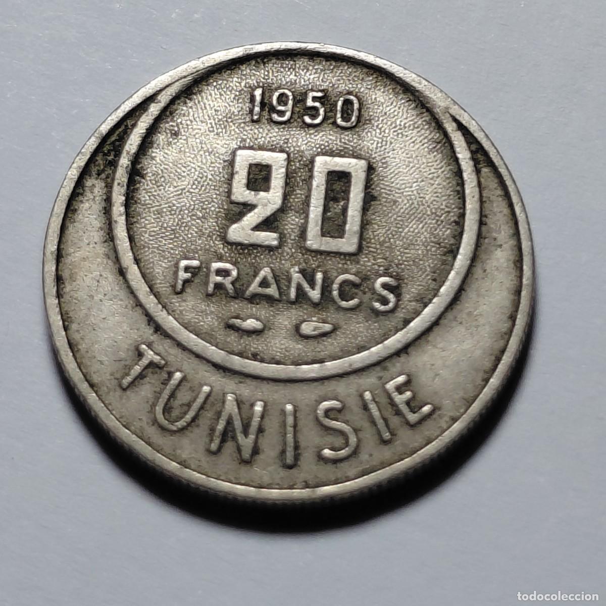 Monedas antiguas de &Aacute;frica: TUNEZ - 20 Francs 1950 KM274