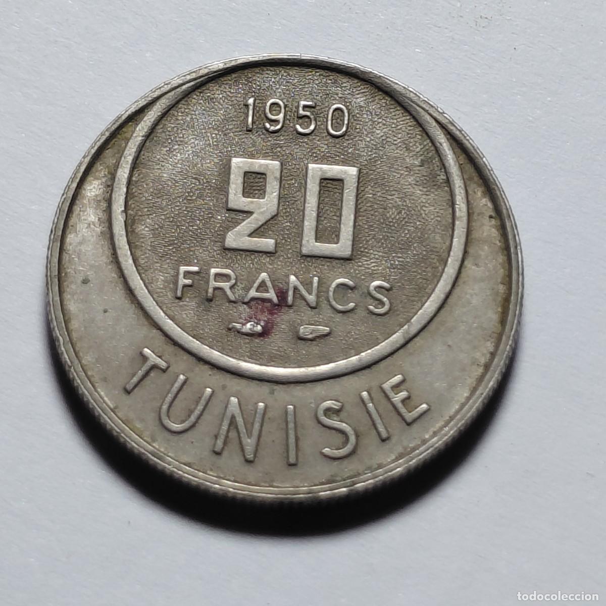 Monedas antiguas de &Aacute;frica: TUNEZ - 20 Francs 1950 KM274