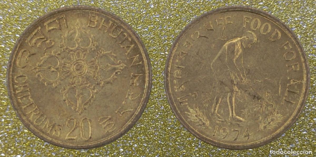 Monedas antiguas de &Aacute;frica: Bhutan 20 Chetrums Moneda conmemorativa 1974 FAO Sin circular