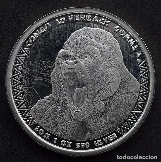 Monedas antiguas de &Aacute;frica: 2015 - 5000 FRANCOS Plata PROOF - Gorilla Silverback - CONGO - Foto 1